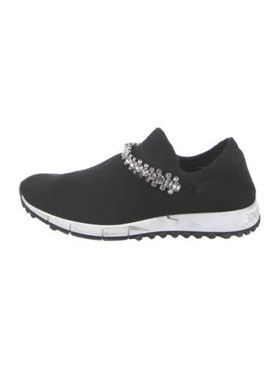 Pre-owned Jimmy Choo Crystal Embellishments Sneakers In Black
