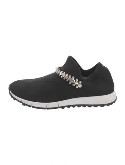 Pre-owned Jimmy Choo Crystal Embellishments Sneakers In Black