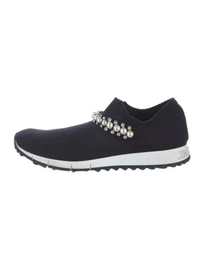 Pre-owned Jimmy Choo Crystal Embellishments Sneakers In Black