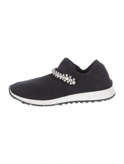 Pre-owned Jimmy Choo Crystal Embellishments Sneakers In Black