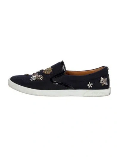 Pre-owned Jimmy Choo Crystal Embellishments Sneakers In Blue