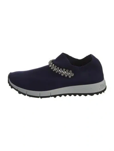 Pre-owned Jimmy Choo Crystal Embellishments Sneakers In Blue