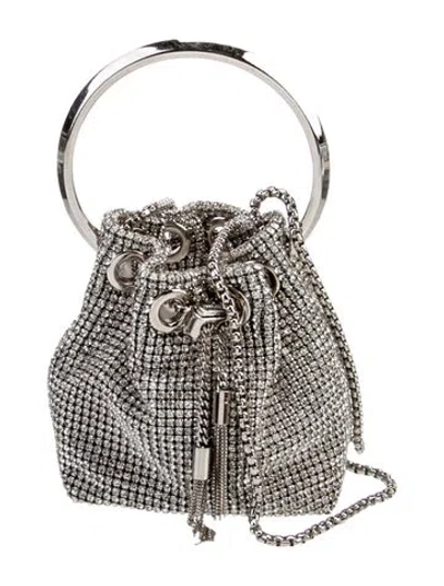 Pre-owned Jimmy Choo Crystal Micro Bon Bon In Silver
