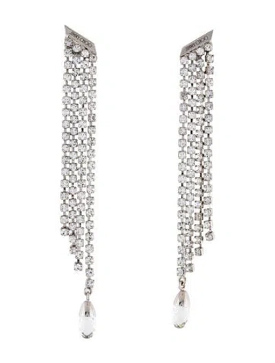 Pre-owned Jimmy Choo Crystal Saeda Drop Earrings In Clear