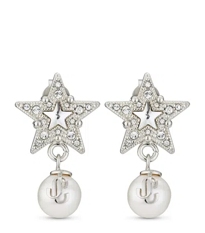 Jimmy Choo Crystal Star Earrings In Silver
