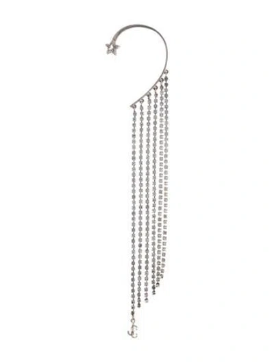 Pre-owned Jimmy Choo Crystal Star Fringe Single Ear Cuff Earring In Clear
