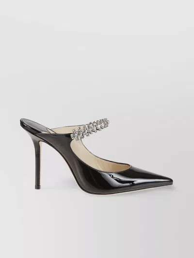 JIMMY CHOO CRYSTAL STRAP EMBELLISHED MULES WITH 10CM HEEL