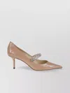Jimmy Choo Bing 65 Crystal-embellished Pumps In Patent Leather In Neutral