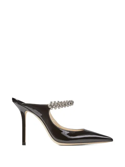Jimmy Choo Elegant 100mm Patent Leather Crystal Sandals In Black
