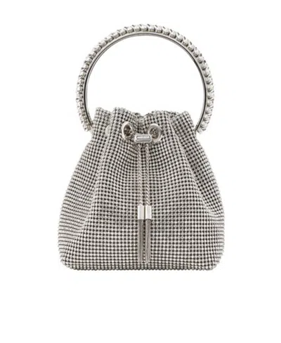 Jimmy Choo Crystal Strap Satchel In Gray