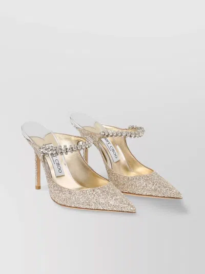 Jimmy Choo Crystal Strap Stiletto Pumps In Gold