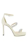 JIMMY CHOO CRYSTAL-STUDDED ANKLE STRAP SANDALS