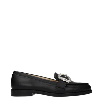 Jimmy Choo Crystal-embellished Leather Loafer In Black