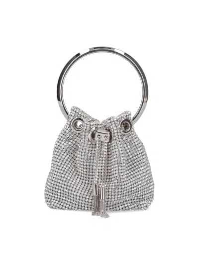 Jimmy Choo Crystal-embellished Mini Bag With Silk Blend Lining In Silver