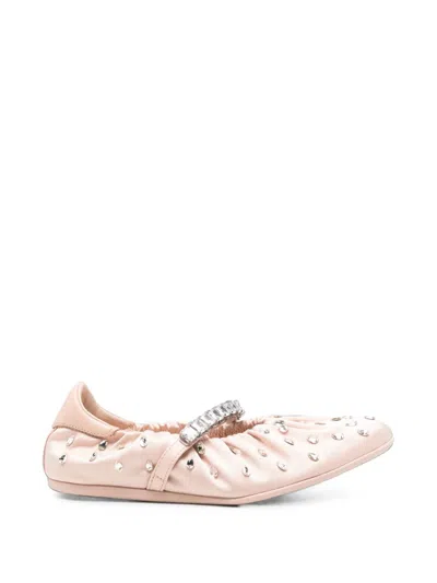 Jimmy Choo Crystal-embellished Satin Flat In Pink