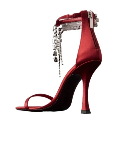Jimmy Choo Crystal-embellished Satin Sandals In Burgundy