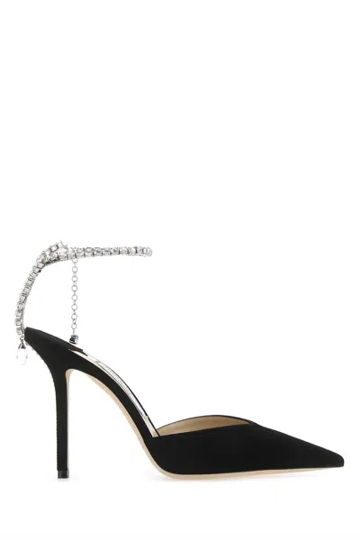 Jimmy Choo Crystal-embellished Suede Pump In Black