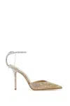 Jimmy Choo Saeda 100 Crystal-embellished Glittered Canvas Pumps In Gold