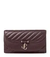 Jimmy Choo Curve Biker Leather Quilted Wallet-on-chain In Burgundy