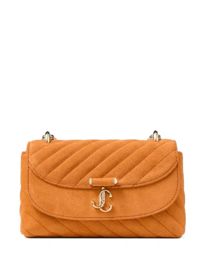 Jimmy Choo Small Quilted Suede Curve Cross-body Bag In Orange