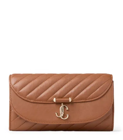 Jimmy Choo Curve Leather Chain Wallet In Brown