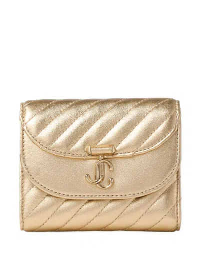 Jimmy Choo Curve Marinda Quilted Wallet In Gold
