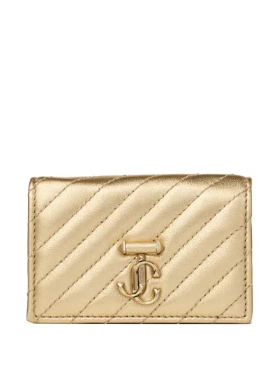 Jimmy Choo Curve Nello Quilted Wallet In Gold