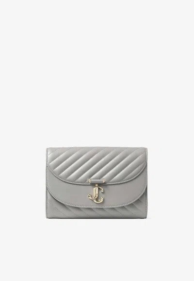 Jimmy Choo Curve Quilted Leather Clutch In Gray