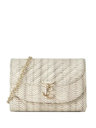 Jimmy Choo Curve Snake-effect Clutch Bag In Neutral