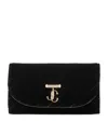 Jimmy Choo Curve Velvet Chain Wallet In Black