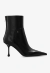 Jimmy Choo Womens Black Cycas 80 Logo-embellished Leather Heeled Ankle Boots In Black