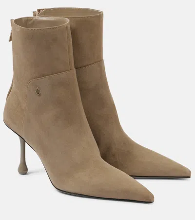 Jimmy Choo Cycas 80 Suede Ankle Boots In Brown