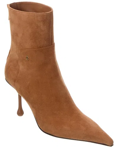 Jimmy Choo Cycas 80 Suede Bootie In Brown
