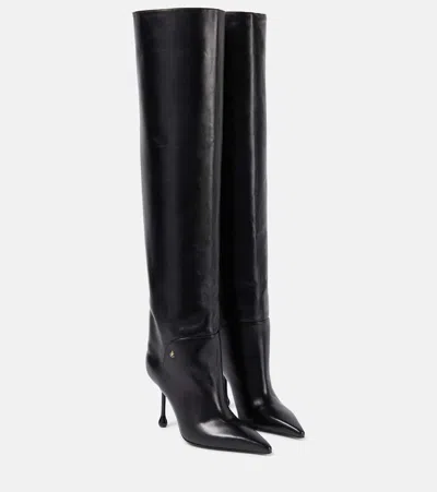 Jimmy Choo Cycas 95 Leather Over-the-knee Boots In Black