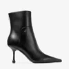 Jimmy Choo Womens Black Cycas 80 Logo-embellished Leather Heeled Ankle Boots In Black