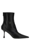 Jimmy Choo Womens Black Cycas 80 Logo-embellished Leather Heeled Ankle Boots