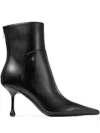 Jimmy Choo Womens Black Cycas 80 Logo-embellished Leather Heeled Ankle Boots In Black