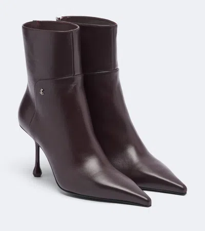 Jimmy Choo Cycas 80 Logo-embellished Leather Ankle Boots In Burgundy