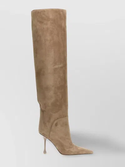 Jimmy Choo Cycas 95 Over-the Knee Suede Boots In Beige