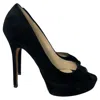 Jimmy Choo Dahlia Peep-toe Platform Pumps In Black Suede In Black