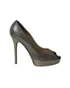 Jimmy Choo Dahlia Platform Peep Toe Pumps In Silver Glitter In Silver