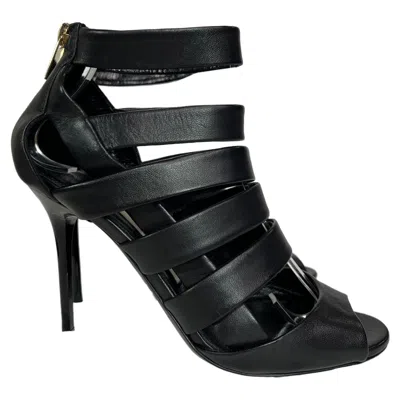 Jimmy Choo Dame Caged Sandals In Black Leather