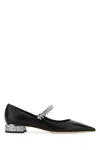 Jimmy Choo Nappa Leather Bing Ballerinas With Embellished Strap In Black