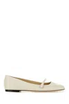 Jimmy Choo White Leather Ballerina Flats