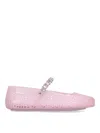 Jimmy Choo Embellished Perforated Round Toe Ballerina Shoes In Nude