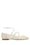 Jimmy Choo Mesh Astoria Ballerinas Ankle Strap In White