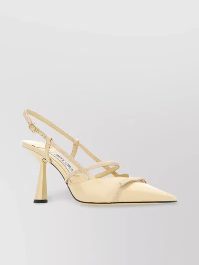 Jimmy Choo Danica Leather Pumps Strappy Toe Heel In Yellow