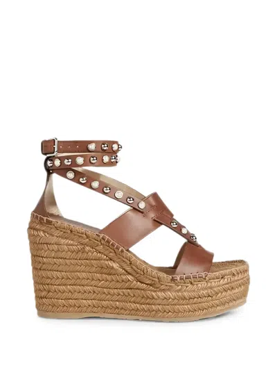 Jimmy Choo Danica Studded Leather Espadrille Sandals In Brown