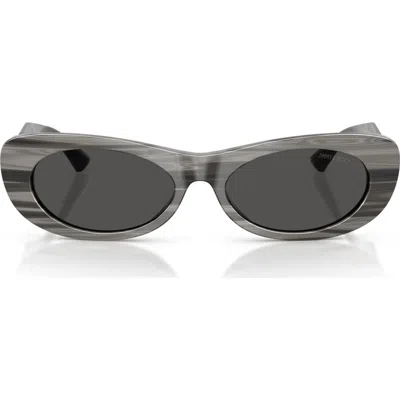 Jimmy Choo Oval Logo Sunglasses In Striped Black/dark Grey