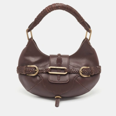 Pre-owned Jimmy Choo Dark Brown Leather Talita Hobo